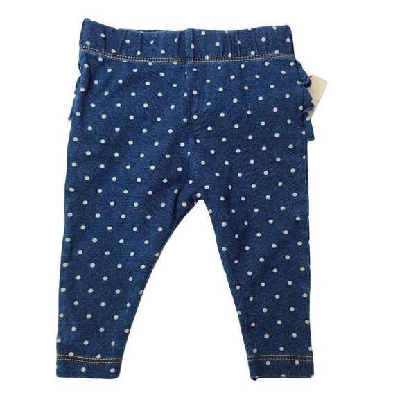 Baby Girls Ruffle Bum Faux Denim Jeans Polka Dot Cat & Jack Dark Wash 0-3M - Picture 1 of 2